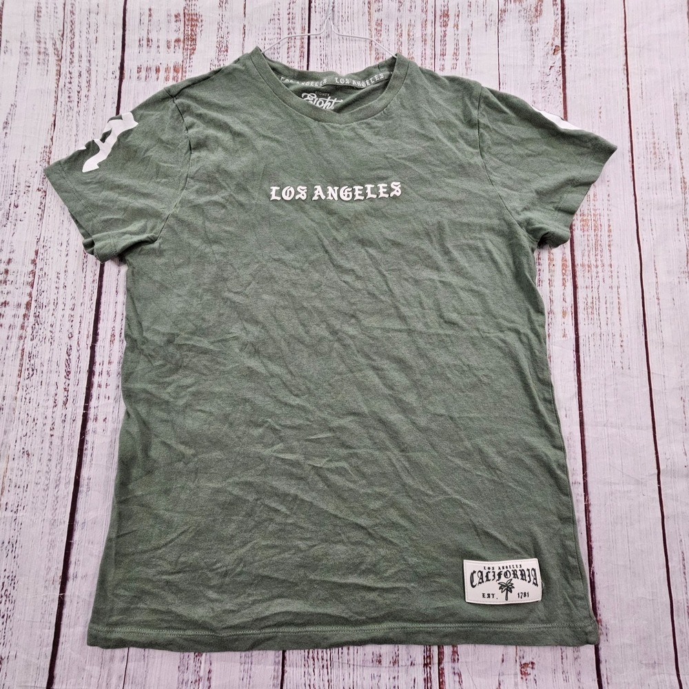 Los Angeles CA City of Angels Green Short Sleeve Loose Fit T-Shirt Women's 14‎